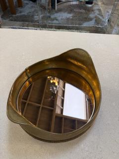 Italian Hammered Brass Organic Mirror Tray 1970s - 4518797