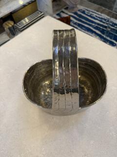 Italian Hammered Silver Plated Basket with Sculptural Handle 1970s - 4518861