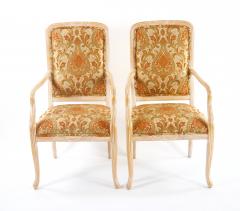 Italian Hand Painted Carved Upholstered Dining Room Chair Set - 3534694