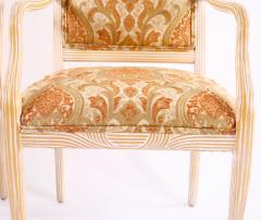 Italian Hand Painted Carved Upholstered Dining Room Chair Set - 3534697