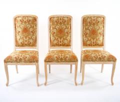 Italian Hand Painted Carved Upholstered Dining Room Chair Set - 3534699