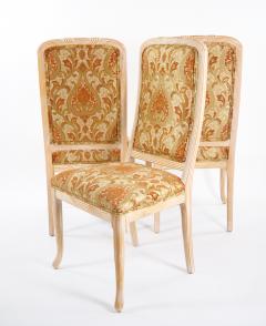Italian Hand Painted Carved Upholstered Dining Room Chair Set - 3534700