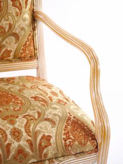 Italian Hand Painted Carved Upholstered Dining Room Chair Set - 3534702