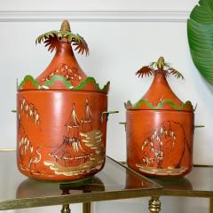 Italian Hand Painted Chinoiserie Ice Buckets 1950 s - 3042024