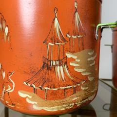 Italian Hand Painted Chinoiserie Ice Buckets 1950 s - 3042025