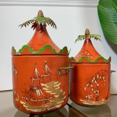 Italian Hand Painted Chinoiserie Ice Buckets 1950 s - 3042035