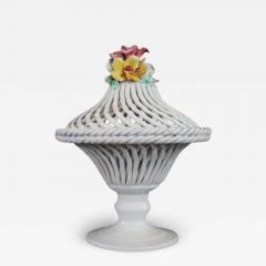 Italian Hand Painted Porcelain Decorative Basket - 3530028