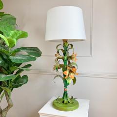 Italian Hand Painted Toleware Flower Table Lamp - 3064200