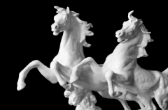 Italian Handmade Glazed Porcelain Two Horses Sculpture - 3056285