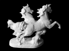 Italian Handmade Glazed Porcelain Two Horses Sculpture - 3056289