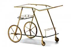 Italian Hollywood Regency Brass Faux Bamboo Wood Bar Cart circa 1960s - 2734416