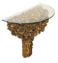 Italian Hollywood Regency Gold Floral Wall Mounted Console Table or Shelf - 3716362