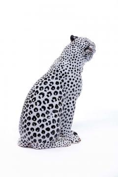 Italian Hollywood Regency Hand Painted Ceramic White Snow Leopard circa 1960 - 1976151