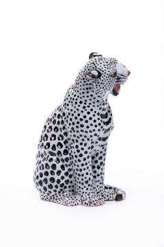 Italian Hollywood Regency Hand Painted Ceramic White Snow Leopard circa 1960 - 1976158