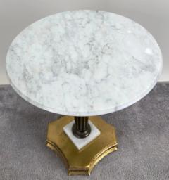 Italian Hollywood Regency Round Marble Brass Bronze Base Wine Table or Stand - 3871471