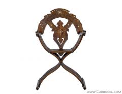 Italian Inlaid Folding Savonarola Chair - 1992688