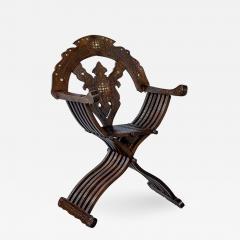 Italian Inlaid Folding Savonarola Chair - 2135377