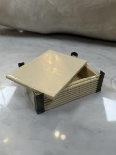 Italian Lacquered and Brass Box 1970s - 4304781