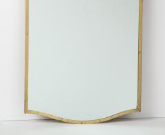 Italian Large Brass Elegantly Shaped Mirror with Leather Strap - 1013842
