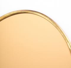 Italian Large Oval Wall Mirror with Brass Frame and Rose Gold Glass - 4739145