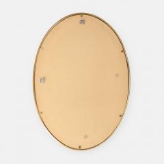 Italian Large Oval Wall Mirror with Brass Frame and Rose Gold Glass - 4739149