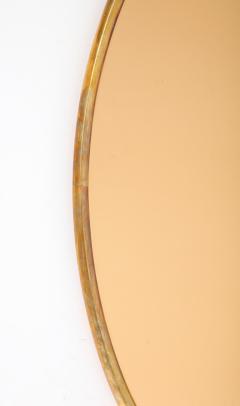 Italian Large Oval Wall Mirror with Brass Frame and Rose Gold Glass - 4739150