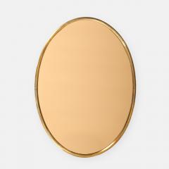 Italian Large Oval Wall Mirror with Brass Frame and Rose Gold Glass - 4739215