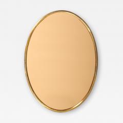 Italian Large Oval Wall Mirror with Brass Frame and Rose Gold Glass - 4739216