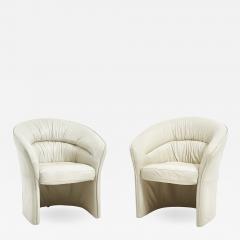 Italian Leather Barrell Lounge Chairs 1980 - 2125155