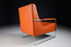 Italian Leather Chrome Lounge Chair by Molinari Late 20thc - 2551249