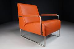 Italian Leather Chrome Lounge Chair by Molinari Late 20thc - 2551250
