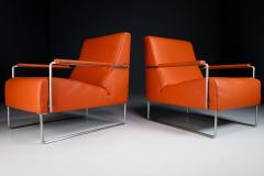 Italian Leather Chrome Lounge Chair by Molinari Late 20thc - 2551252