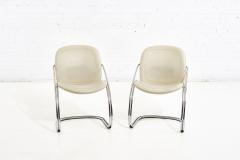 Italian Leather and Chrome Pair Side Chairs Gastone Rinaldi RIMA 1970 - 2152823