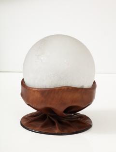 Italian Leather and Glass Globe Lamp by Nova Tecno 1960s - 3390793
