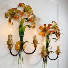 Italian Lily Tole Wall Lights 1970s - 3120645