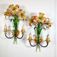 Italian Lily Tole Wall Lights 1970s - 3120646