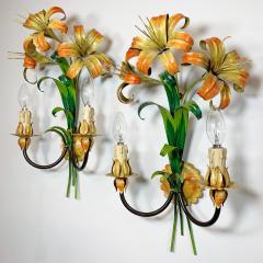 Italian Lily Tole Wall Lights 1970s - 3120647