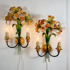 Italian Lily Tole Wall Lights 1970s - 3120651