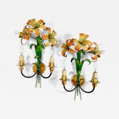 Italian Lily Tole Wall Lights 1970s - 3123791