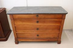 Italian Louis Philippe Walnut Antique Chest of Drawers with Marble Top 1850s - 2728529