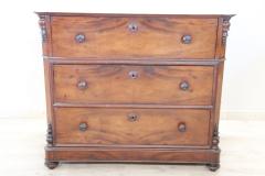 Italian Louis Philippe Walnut Antique Chest of Drawers with Marble Top - 2678768