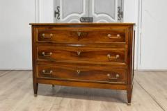 Italian Louis XVI Late 18th Century Walnut Three Drawer Commode with Brass Trim - 3650548