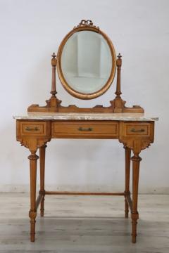 Italian Louis XVI Style Cherry Wood Dressing Table with Stool - 3519926