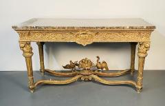 Italian Louis XVI Style Giltwood Console Center Table Hand Carved Figural - 3214259