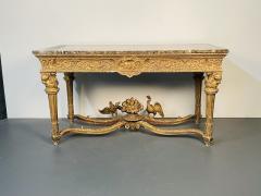 Italian Louis XVI Style Giltwood Console Center Table Hand Carved Figural - 3214261