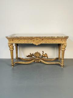 Italian Louis XVI Style Giltwood Console Center Table Hand Carved Figural - 3214262