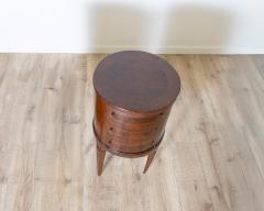 Italian Louis XVI Style Round Side Cabinet in Inlaid Walnut Late 19th Century - 4298905