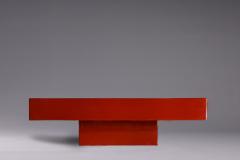 Italian Low Table in Red Lacquered Wood 1970s - 3038837