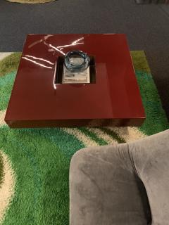 Italian Low Table in Red Lacquered Wood 1970s - 3038855