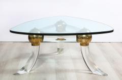 Italian Lucite and Brass Coffee Table - 2504736